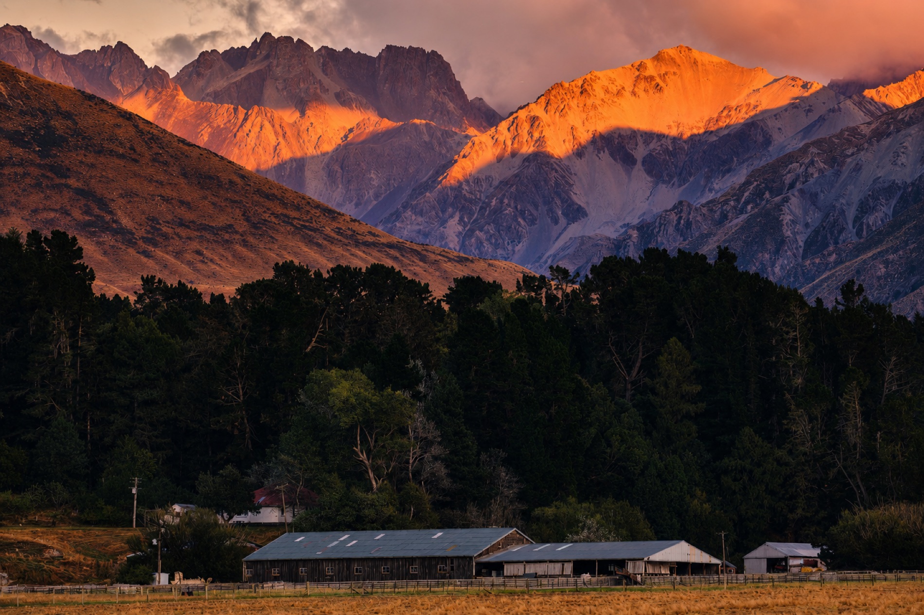 Alpenglow on the peaks above Mesopotamia Station
